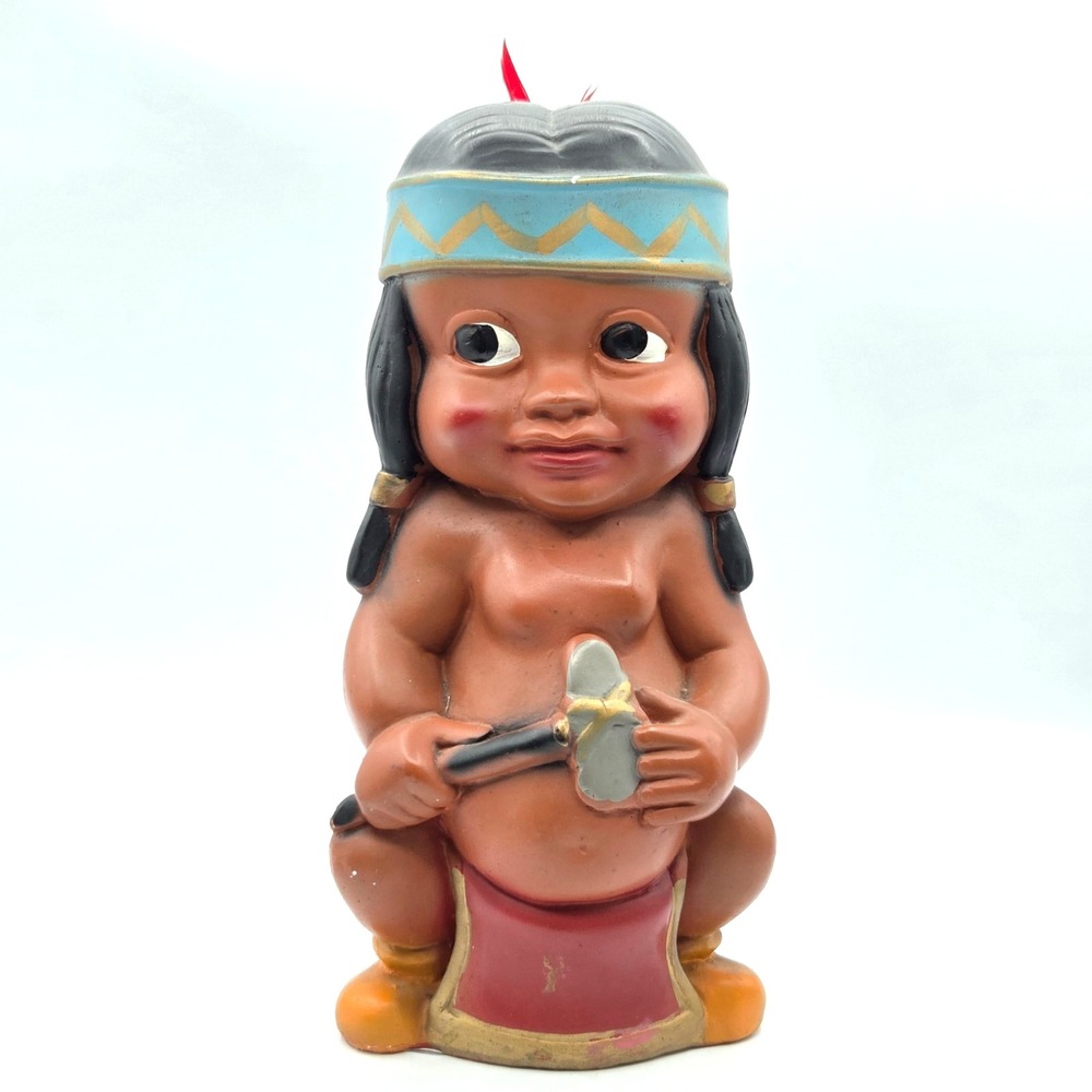 Native American Indian Chalk Chalkware Bank Duquesne Statuary Hiawatha 1940's
